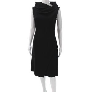 Porto Womens Sheath Dress Black Cowl Neck Sleeveless Pullover Viscose Size 1